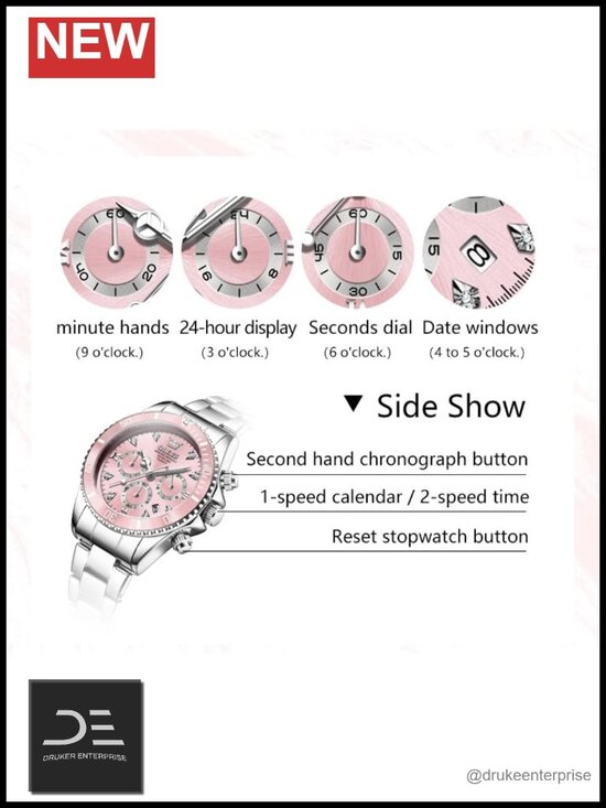 Ladies Analog Quartz Stainless Steel Watch with Day Date main image 4